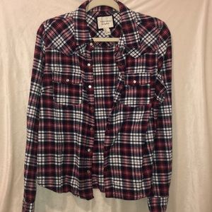 Red white blue snap up flannel